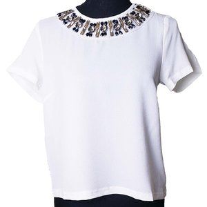 🚨Clearance🚨 Love University White Jeweled Top